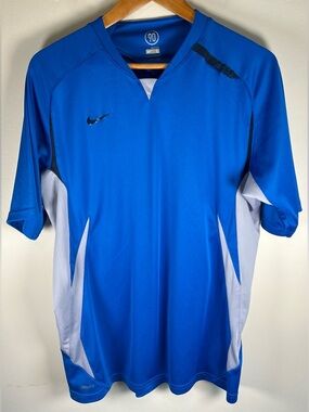 Nike Total 90 Men’s Futbol Shirt Soccer Jersey Size L Y2K Goal Keeper #1 Blue